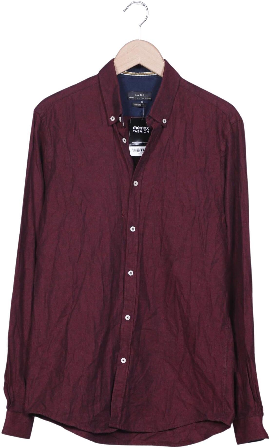 Zara Herren Hemd, Bordeaux, Gr. M, Baumwolle - Second Hand