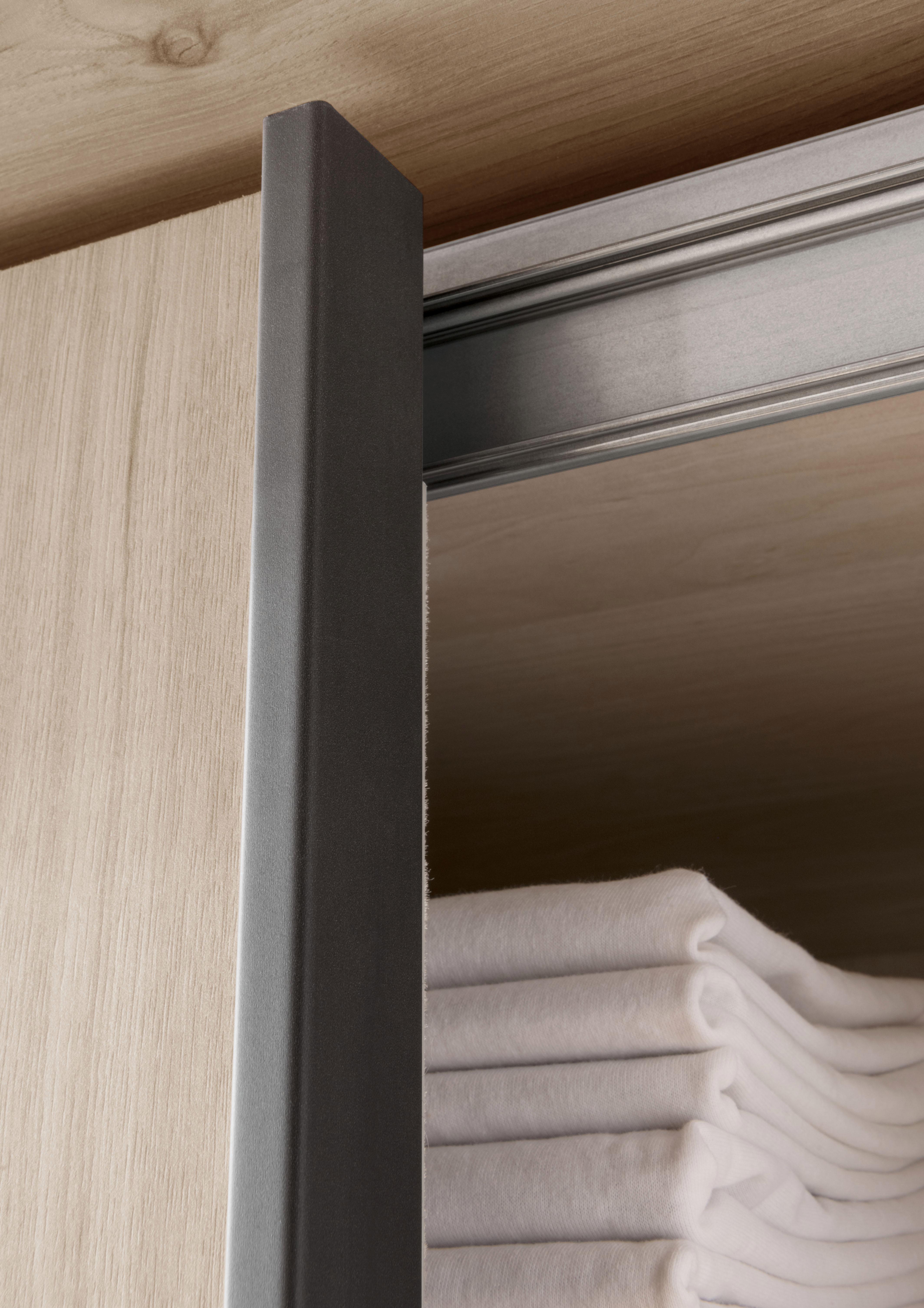 Schwebetürenschrank WIEMANN "Brüssel", beige (steineiche nachbildung, schiefer nachbildung), B:200cm H:236cm, Schränke, Schwebetürenschrank steineiche nachbildung, schiefer nachbildung B/H/T: 200cm x 236cm, Türen: 2 Stk.