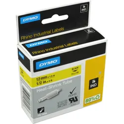 Dymo Schrumpfschlauch IND 18056 (S0718310) schwarz auf gelb  12mm x 1,5m