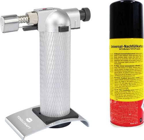 TOOLCRAFT 2183258 Gasbrenner Flambierbrenner Mit Gaskartusche 1300°C 90 min inkl. Gasflasche