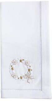 Saro Lifestyle "Christmas Wreath Embroidered Napkin (Set of 6) - 20""x20"""