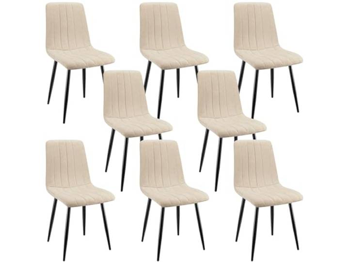 ANVOFONG Esszimmerstühle 8er Set,Leinenstoff Beige Stuhl Gestreiftes,Esszimmerstuhl mit verstärkten Stuhlbeinen,Küchenstuhl Polsterstühle,Stuhl für Esszimmer,Küche & Wohnzimmer