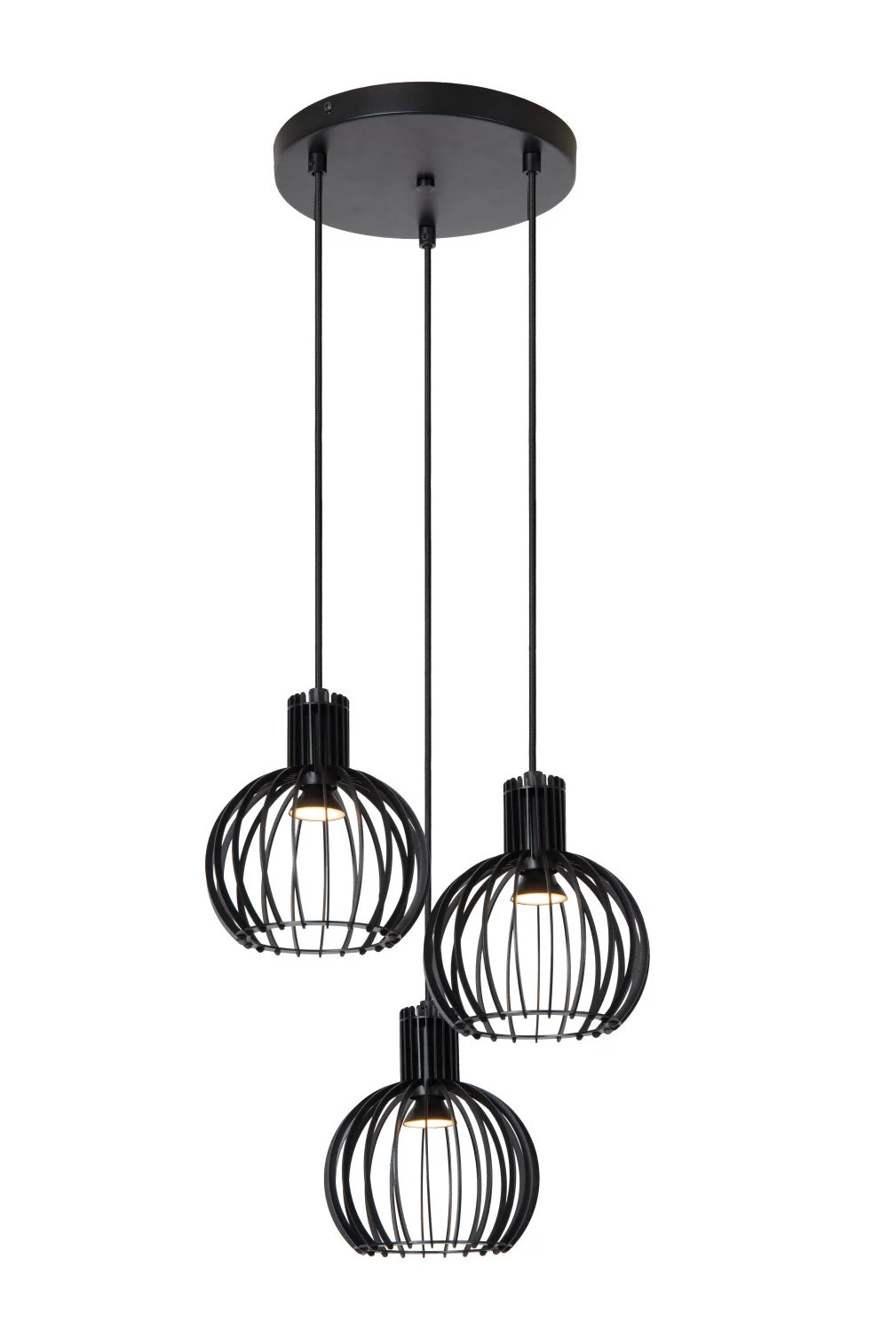Lucide MIKAELA Hanglamp - Zwart - Ø 32 cm - 3xE14
