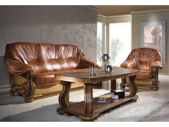 JVmoebel Polstergarnitur Antikes Ledersofa im eleganten Design mit feinen Details, Made in Europa