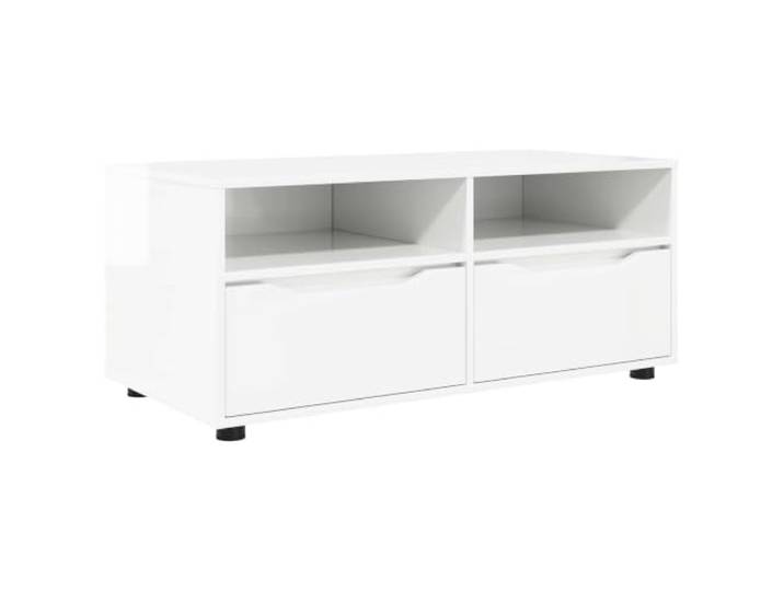 KTHLBRH TV-Schrank 100 x 48 x 43 cm weiß glänzend Holz Engineered Mehrere Einlegeböden, Kugellagerschubladen, höhenverstellbar, Engineering-Holz, weiß glänzend, modernes Wohnzimmer