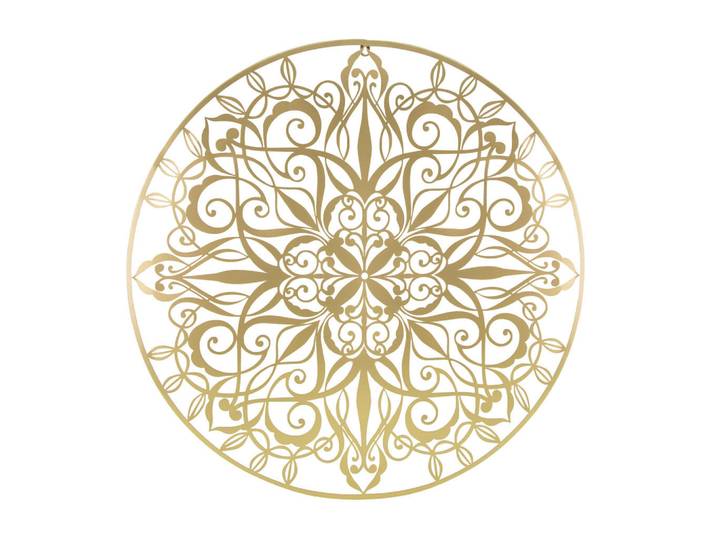 Art for the Home Metallkunst Mandala 80x80, Goldfarben, Metall, Vintage, Rund, 80x1x80 cm, Bilder & Rahmen, Wanddeko