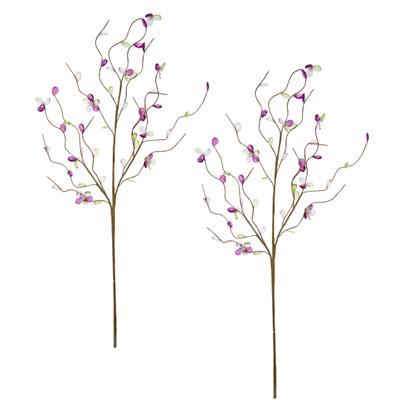Kunstzweig I.GE.A. "Deko-Zweig mit Blüten", lila (rosa), B:24cm H:70cm L:10cm, Acryl, Kunstpflanzen, Kunstzweig, 2er Set Ast Blume Einzelblume Floristik Hochzeit Kränze Kunstblume