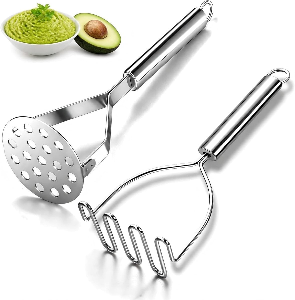 Set van 2 RVS aardappelpersen met 2 opzetstukken, vaatwasserbestendig