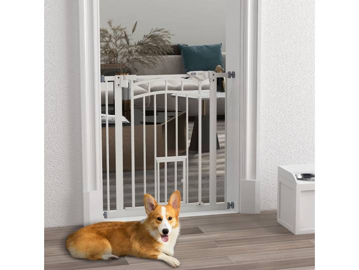 PawHut Barrière Sécurité Chien Auto-Fermeture 74-80cm Noir