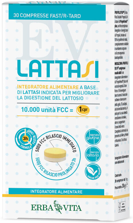 Erba Vita Lattasi 30 Compresse - Integratore Alimentare con Enzima Lattasi