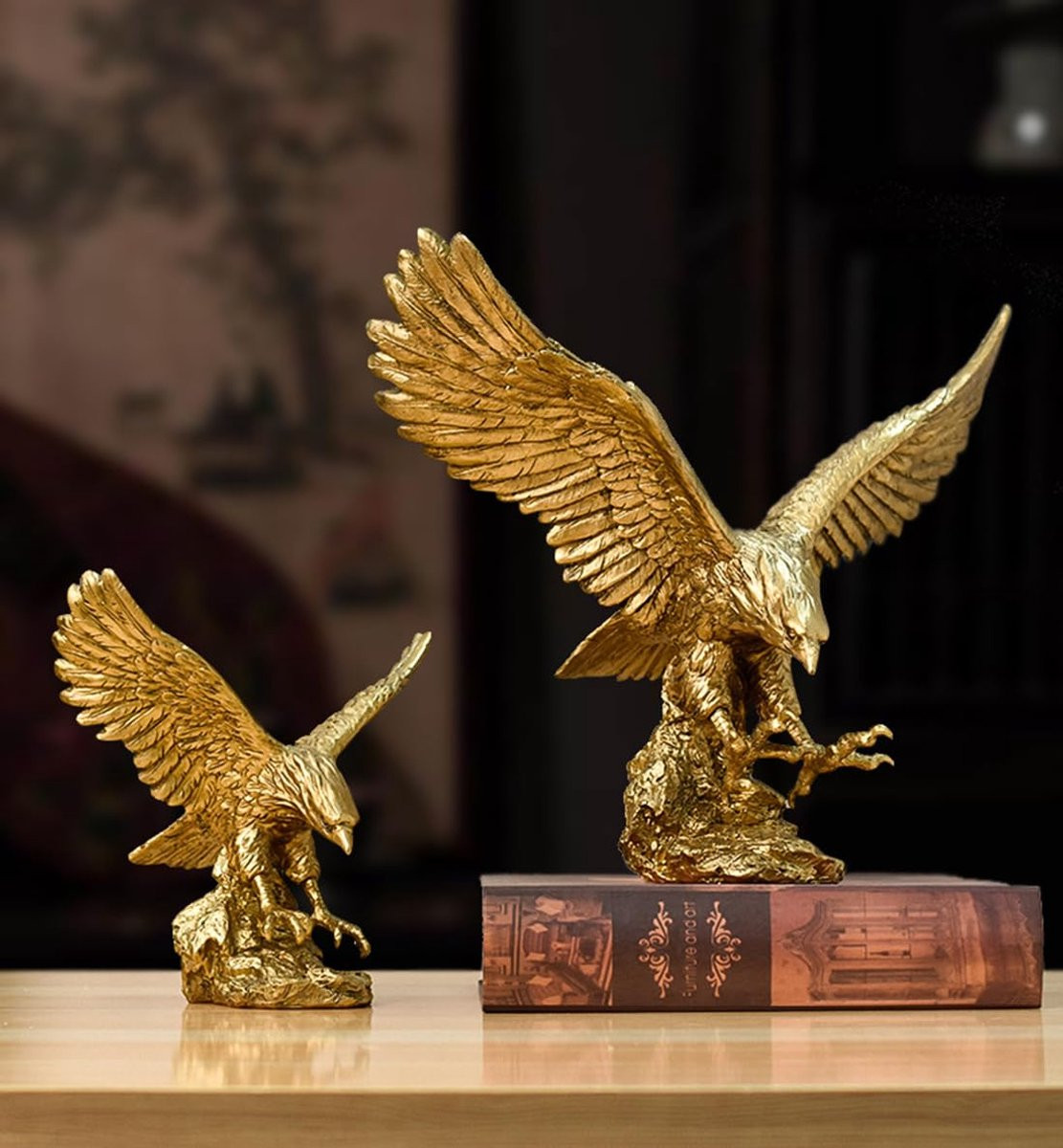 SnelShoppen Golden Eagle Hars Ornamenten Standbeeld Moderne Adelaar Woondecoratie