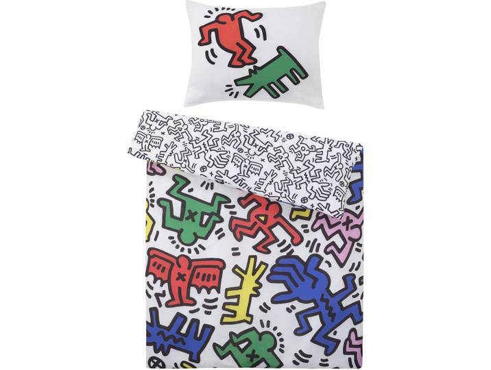 Keith Haring Bettwäschegarnitur Fun bunt Baumwolle 160 x 210 50 x 70 cm