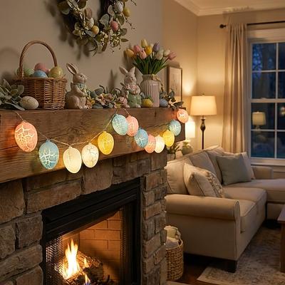 Ostereier-Lichterkette, 2 m, 10 LEDs, batteriebetrieben, für Zuhause, Schaufenster, Schlafzimmer, Balkon, Gartendekoration