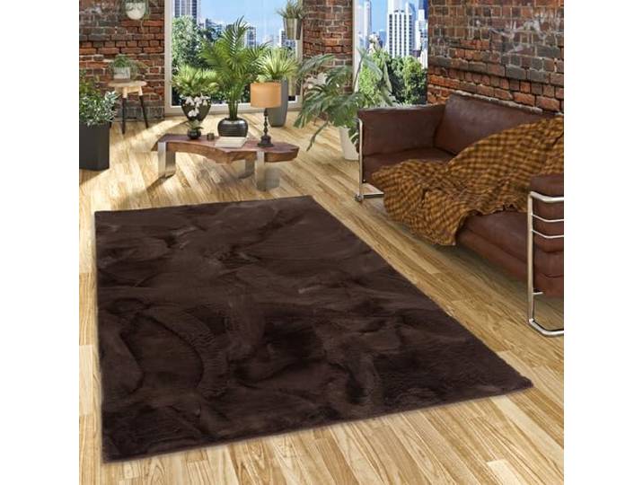 Pergamon Luxus Super Soft Kunst Fellteppich Plush Schoko in 7 Größen