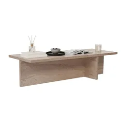 Dmora Marmorito - Couchtisch, 120x45x30h cm Weiß Marmor, Rechteckige Form