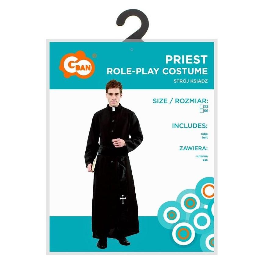 GoDan Priesterkostüm für Erwachsene (Soutane, Gürtel), Grösse 56 (56) (39161317)
