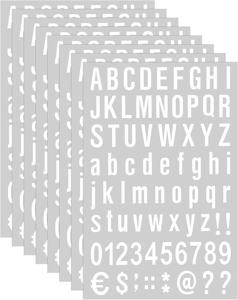 Zelfklevende Vinyl Letters en Cijfers - 8 Vel, 1 Inch, Wit