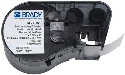 Brady M-75-461 Etiquetas de poliéster laminado de 25,4 mm x 66,68 mm x 25,4 mm