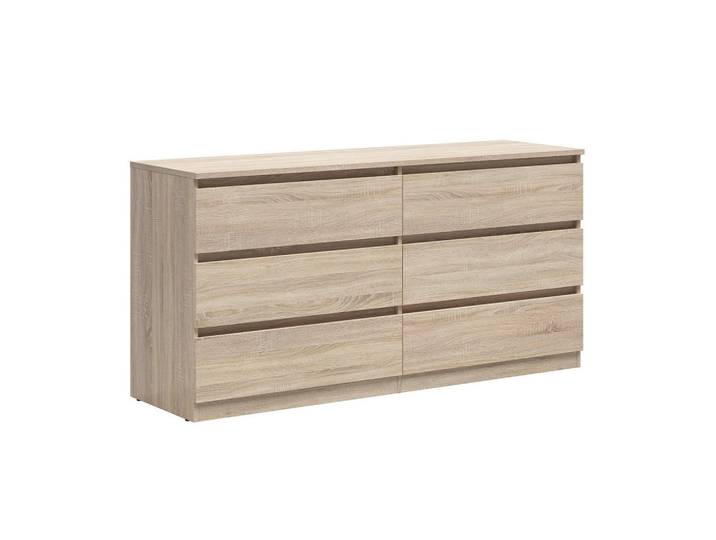 Petits-meubles Kommode Edwin Helles Holz, Braun, Holzwerkstoff, 6 Schubladen, 150x75x45 cm, Kleinmöbel, Kommoden