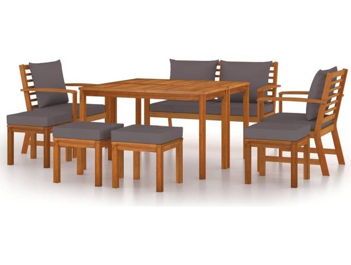 vidaXL Ensemble de jardin 9 pièces avec coussins Bois massif Acacia