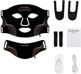 Uplift Picks Silicone LED Face And Neck Mask With 7 Color Red Light Therapy black