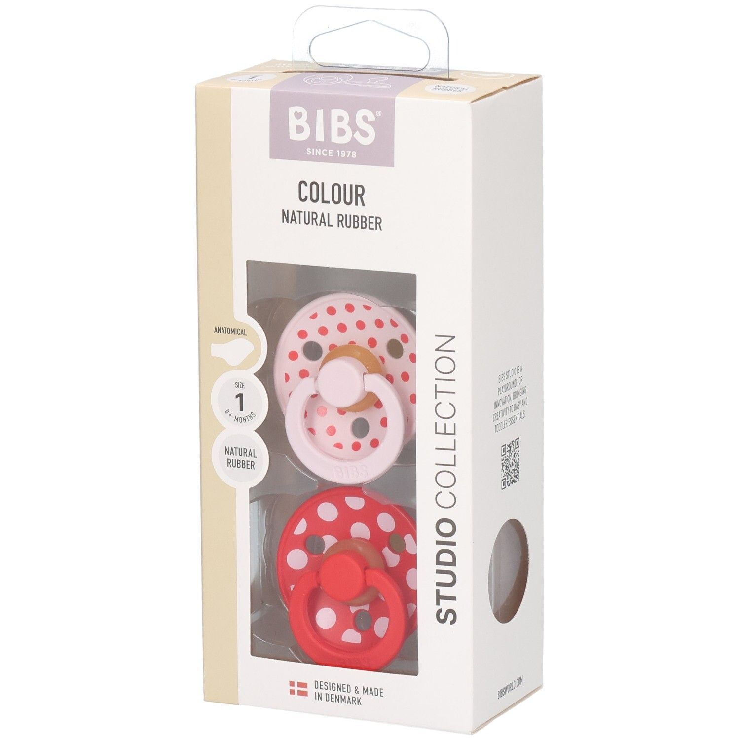 Bibs 1 - Anatomic Studio DUO Polka Apple 2 St Schnuller