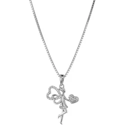 trendor 75058 Damen-Kette Anhänger Elfe 925 Silber mit Zirkonias, 45 cm
