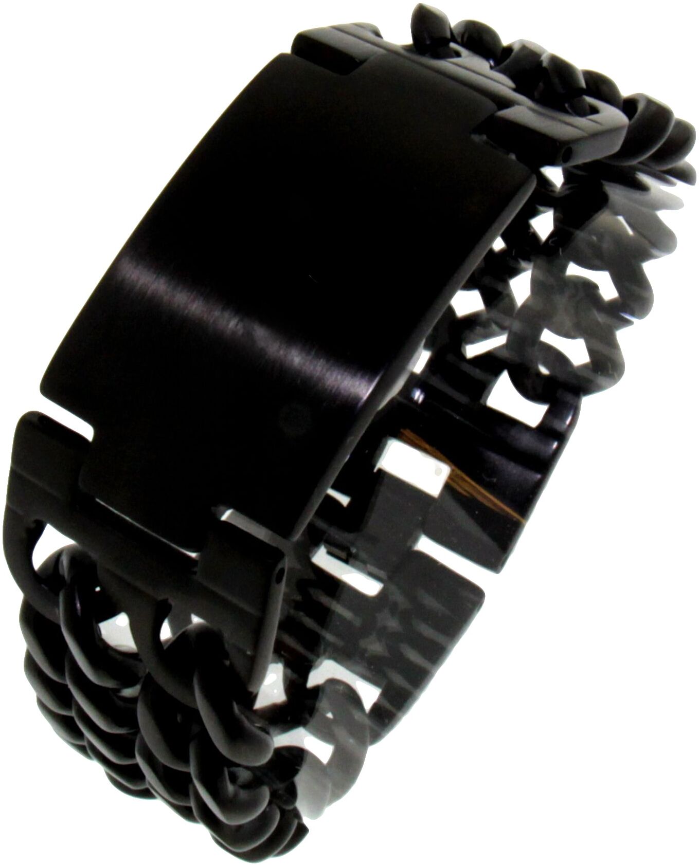 Armband FIRETTI "Schmuck Geschenk Armkette ID-Platte, Panzerkette", schwarz, Armbänder, Herren, 21cm, Edelstahl, Armband schwarz 21cm, Edelstahl