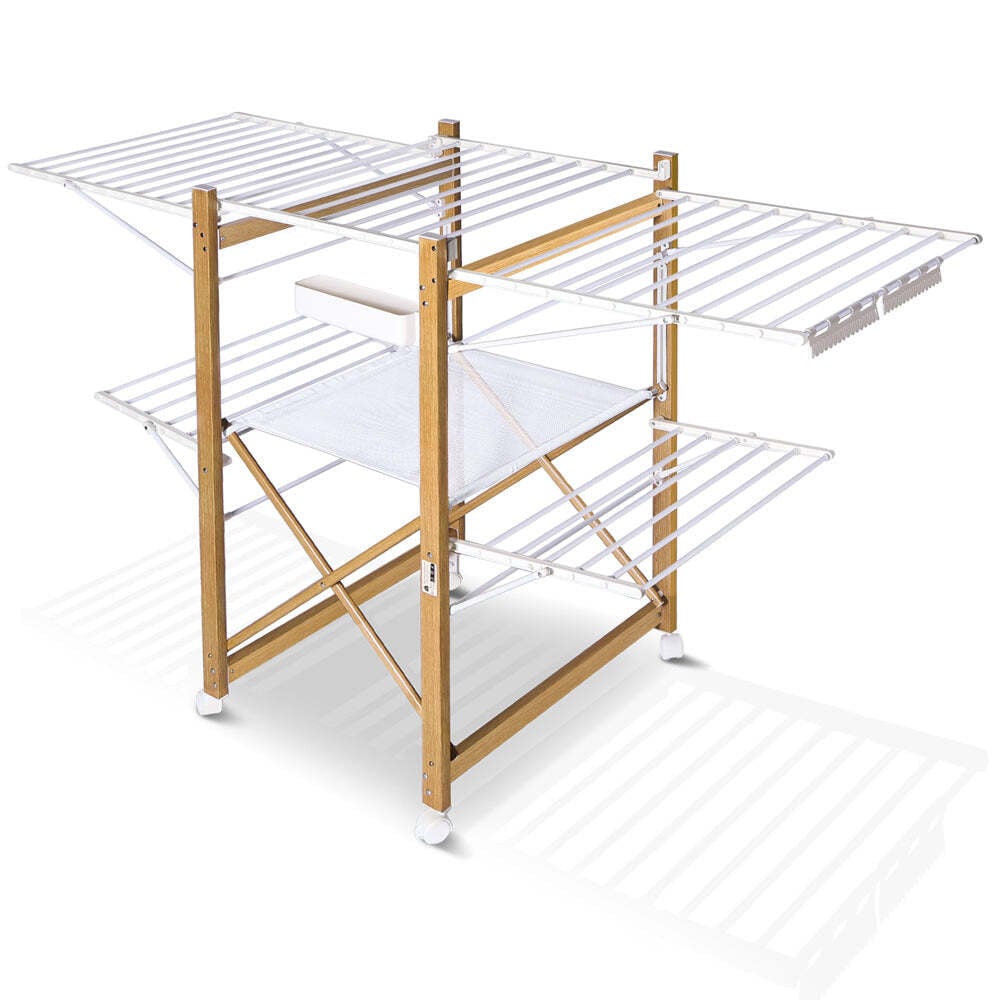 VOUNOT® Wasrek, uitschuifbaar en ruimtebesparend, wit, drooglengte 30 meter