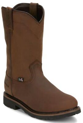 "Justin Original Workboots Drywall 10"" WP Round Toe - Mens 7.5 Brown Boot D"
