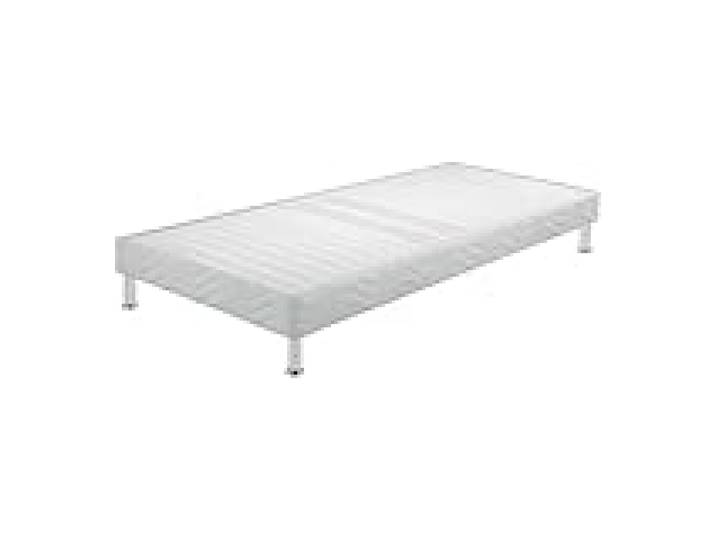 EBAC Literie Sommier tapissier + Jeu de Pieds 80x190 Omega Blanc 18 Lattes