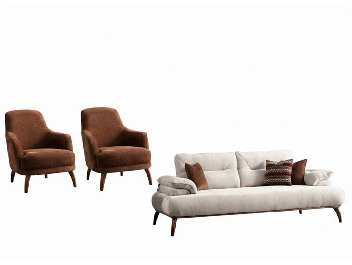 Villa Möbel Polstergarnitur Almond, (Set, Set besteht aus: 3 Sitzer+Sessel+Sessel), mit Relax-/Bettfunktion durch verstellbare Rückenlehne und Armlehne