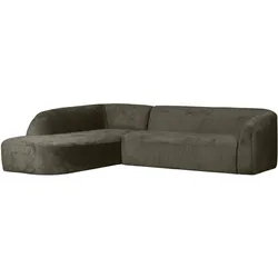 Ecksofa Sloping aus Struktursamt, modern und komfortabel, links, graugrün Frost – für 4–5 Personen