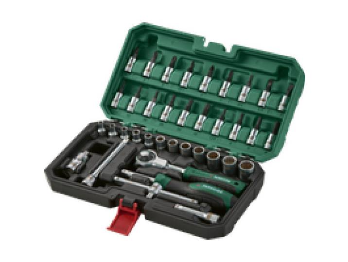 PARKSIDE® Coffret de clés à douilles avec cliquet à tête orientable (Jeu de cliquets Roto 37 pièces.)