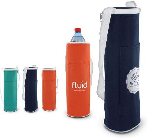 Étui porte-bouteille personnalisable à bandoulière polyester bleu