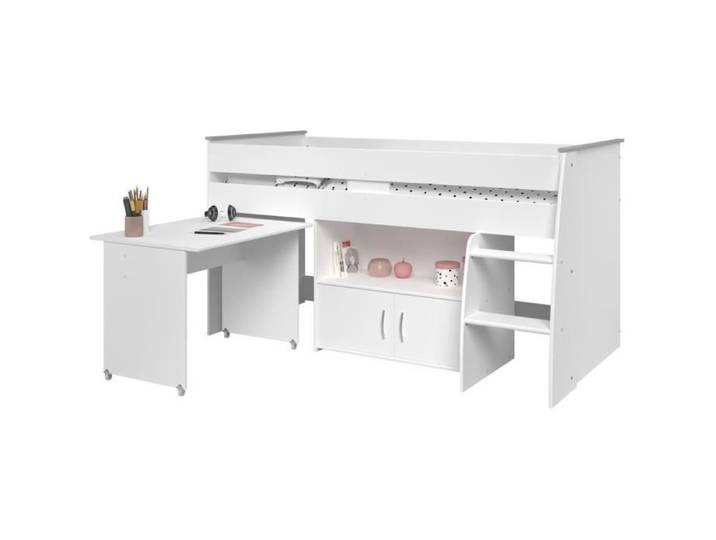 Lit combiné enfant PARISOT ZOLA - Blanc - 90x200 cm - Sommier inclus