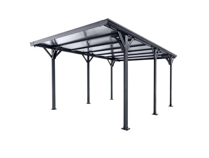 Juskys Carport mit Flachdach 5x3 m dunkelgrau, Dunkelgrau, Metall, 305x230x503 cm, Gartenzubehör, Carports