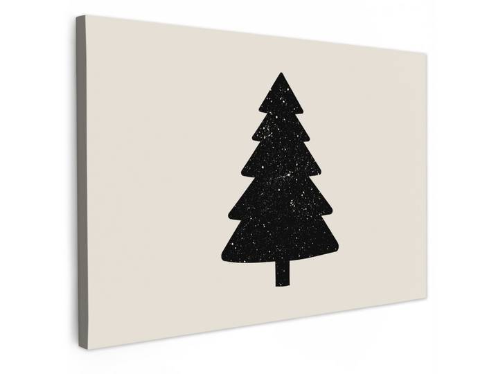 LEINWANDBILD Weihnachtsbaum - Schwarz - Urlaub - Beige Wohnzimmer Groß 120x80 cm