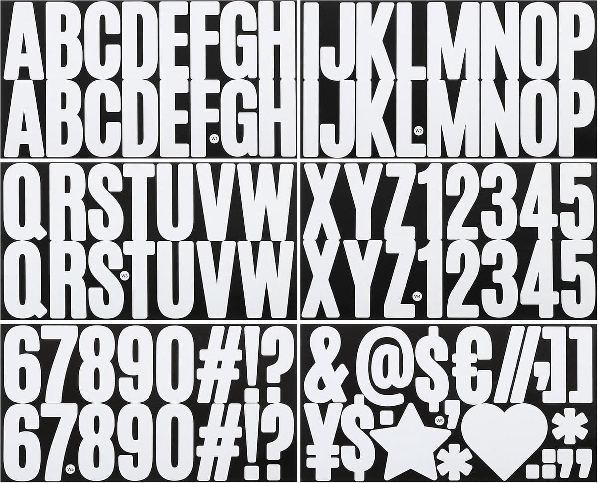 Grote Zelfklevende Alfabet en Nummer Stickers Vinyl Wit - 6 Vellen