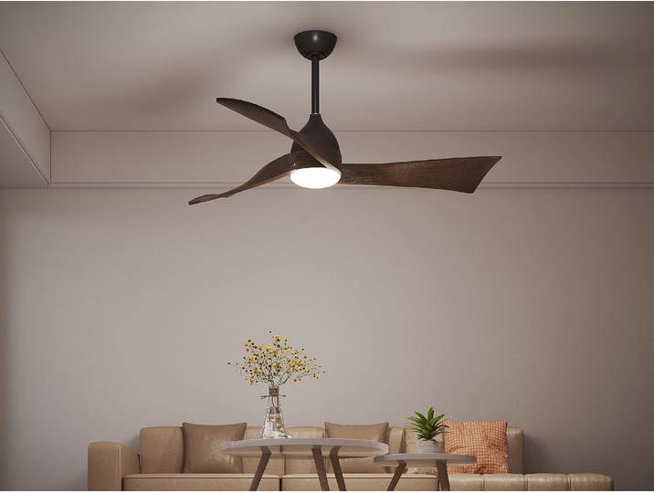 Deckenventilator mit Beleuchtung - B. 132 cm - Paulownia-Holz Naturfarben dunkel - ELVARA