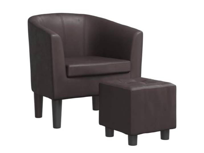 Heofavd Clubsessel mit Fußhocker Braun Kunstleder 2-teilig Sessel
