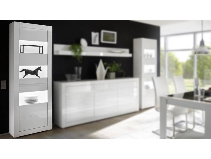Möbel Akut Vitrine Vitrine Carat Standvitrine Glasvitrine weiß Hochglanz 66 cm