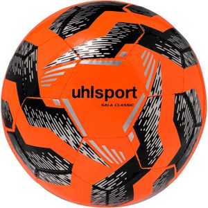 uhlsport Fußball Sala Classic, 100178201, Größe 4, 430 Gramm, orange/schwarz/silber, Futsalball