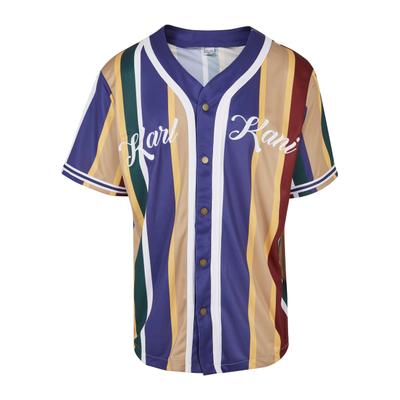 Kurzarmshirt KARL KANI "Karl Kani Herren", Herren, Gr. S, multicolor, 100% Polyester, gestreift, normal, V-Ausschnitt, Shirts