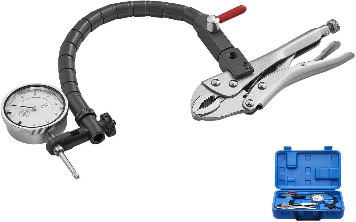 Precisie Meetklok met 360 graden Verstelbare Arm en Vergrendeltang, Meetbereik 0-25,4 mm, Precisie 0,03 mm, Zilver, Roestvrij staal