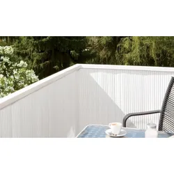 Balkonverkleidung Kunststoff Weiß – PVC-Sichtschutzmatte, 3 m Länge, Höhen 90–200 cm, blickdicht, witterungsbeständig, für Balkon, Terrasse, Garten