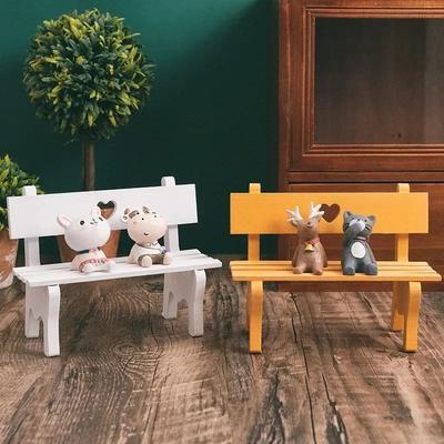 Uplift Treasures Mini Wooden Bench Fairy Garden Decoration green