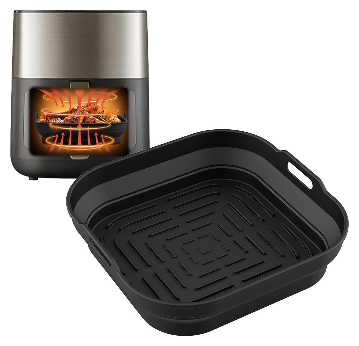Selius 2 stuks siliconen luchtfriteuse voering voor 5-8 L Air Fryer