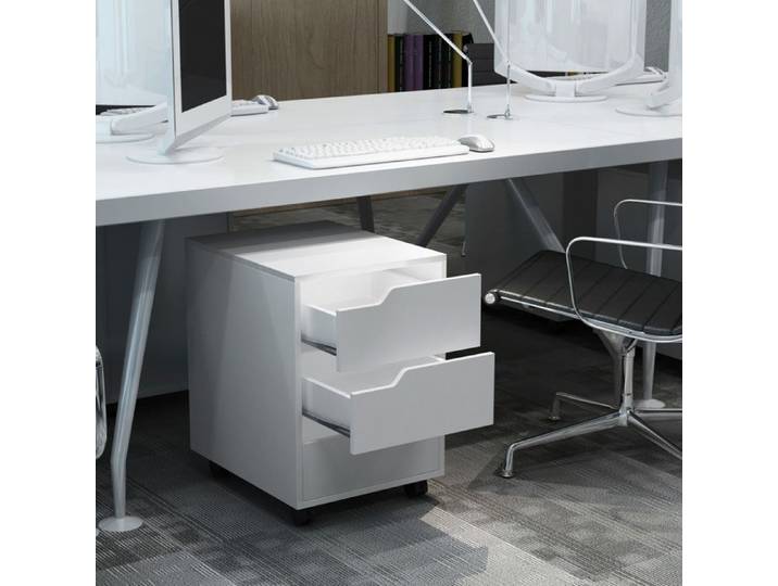 MOTHINESSTO657-Caisson bureau mobile avec 3 tiroirs meuble rangement bureau sur roulettes pour documents et imprimante caisson de