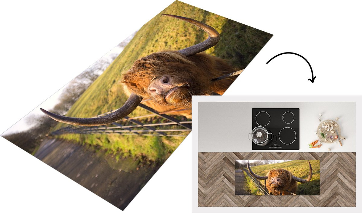 Keukenloper Schotse Hooglander Gras - Vinyl - 120 x 50 cm